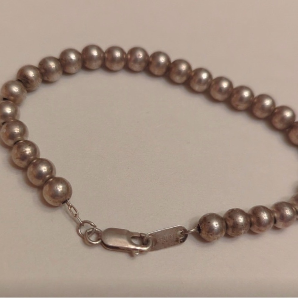 Gorgeous Vintage Sterling Silver Beaded Bracelet - Picture 2 of 6